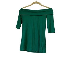Anthropologie Ett:Twa Off Shoulder Green Blouse XS NWT